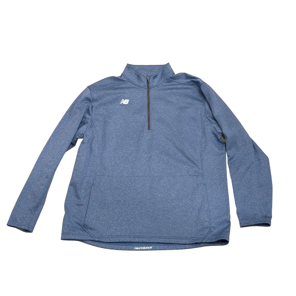 New Balance Mens Blue Heathered Quarter Zip Pullover Activewear Top NWT